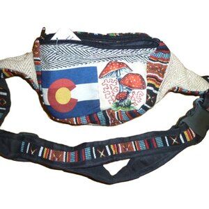 MUSHROOM MOUNTAIN FESTIVAL FANNY PACK WOVEN HEMP BELT BAG